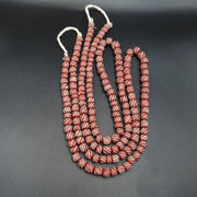 Lot 2 Vintage, Old African Striped Glass Strands | Red White Stripes | 7-9mm & 11-12mm, 100+ Beads Each