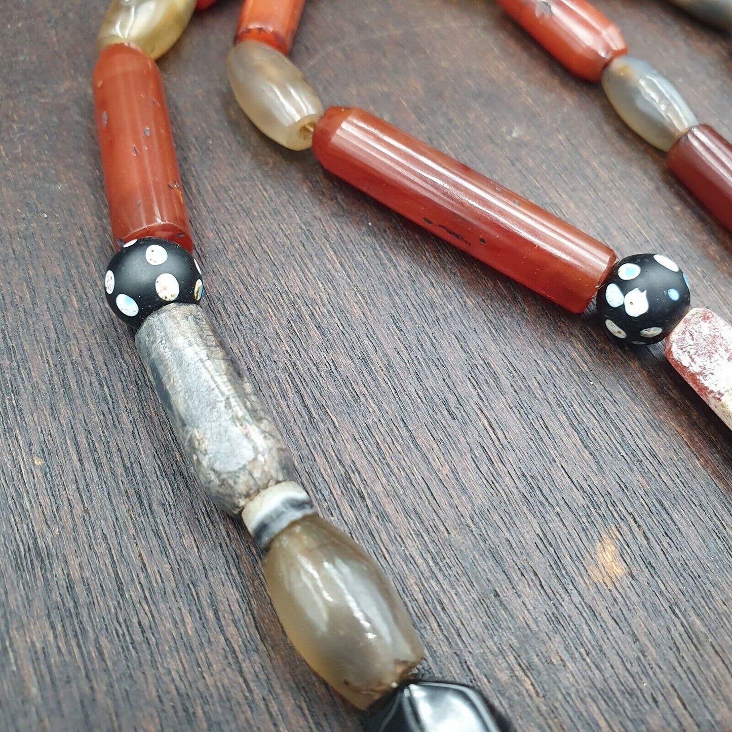 Antique combination of indo tibetan yemeni and african carnelian agate beads