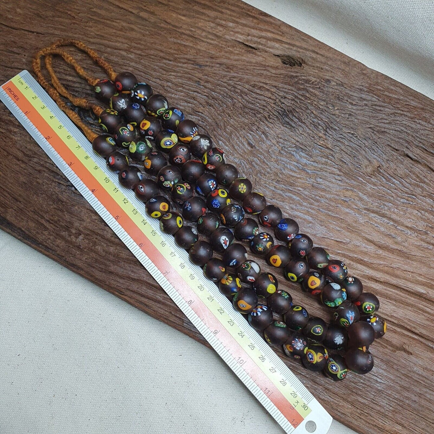 Vintage Murano Style Glass Beads: Venetian African Floral Strand (15-16mm)