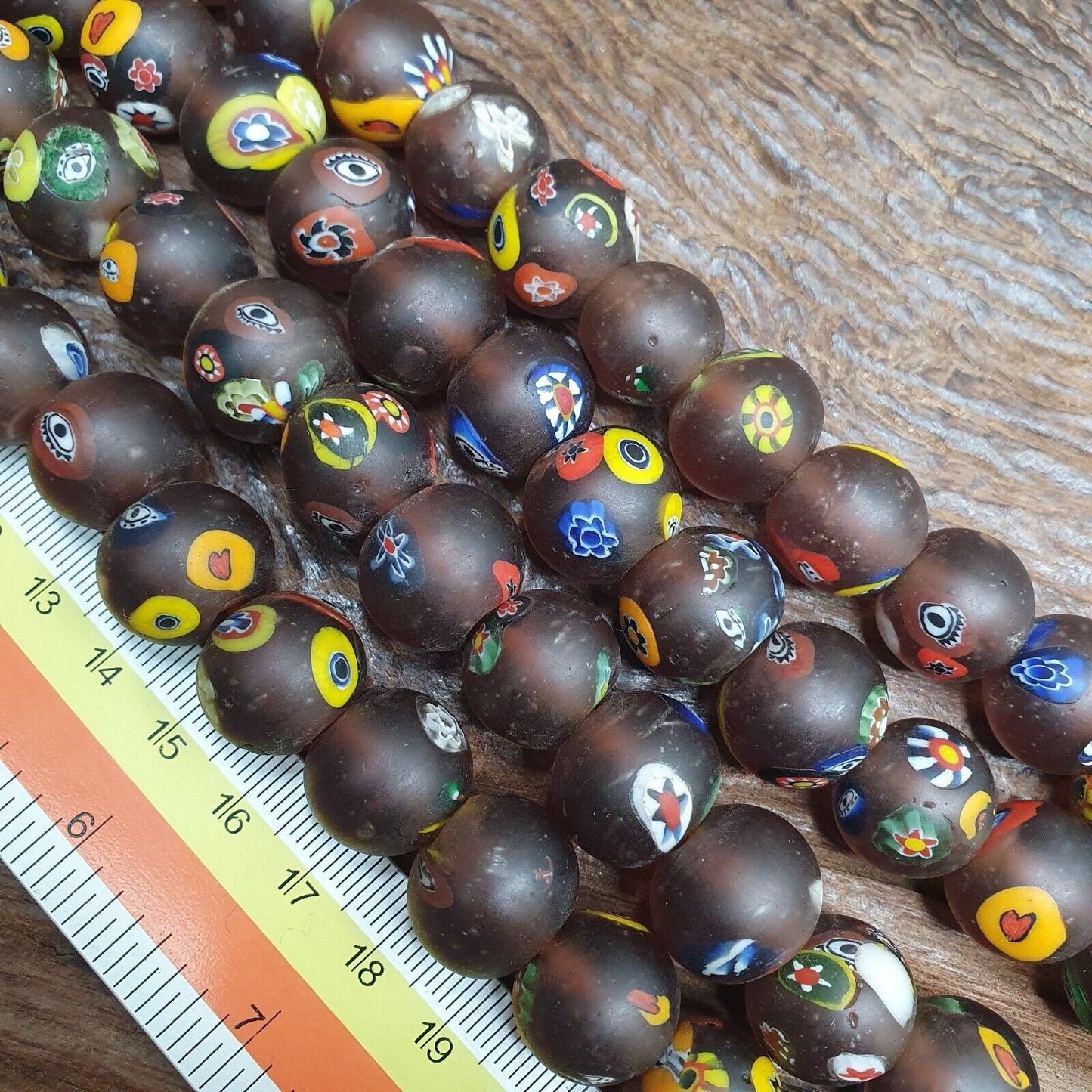 Vintage Murano Style Glass Beads: Venetian African Floral Strand (15-16mm)