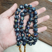 Vintage Floral Glass Bead Strand: Venetian African Style (15mm)