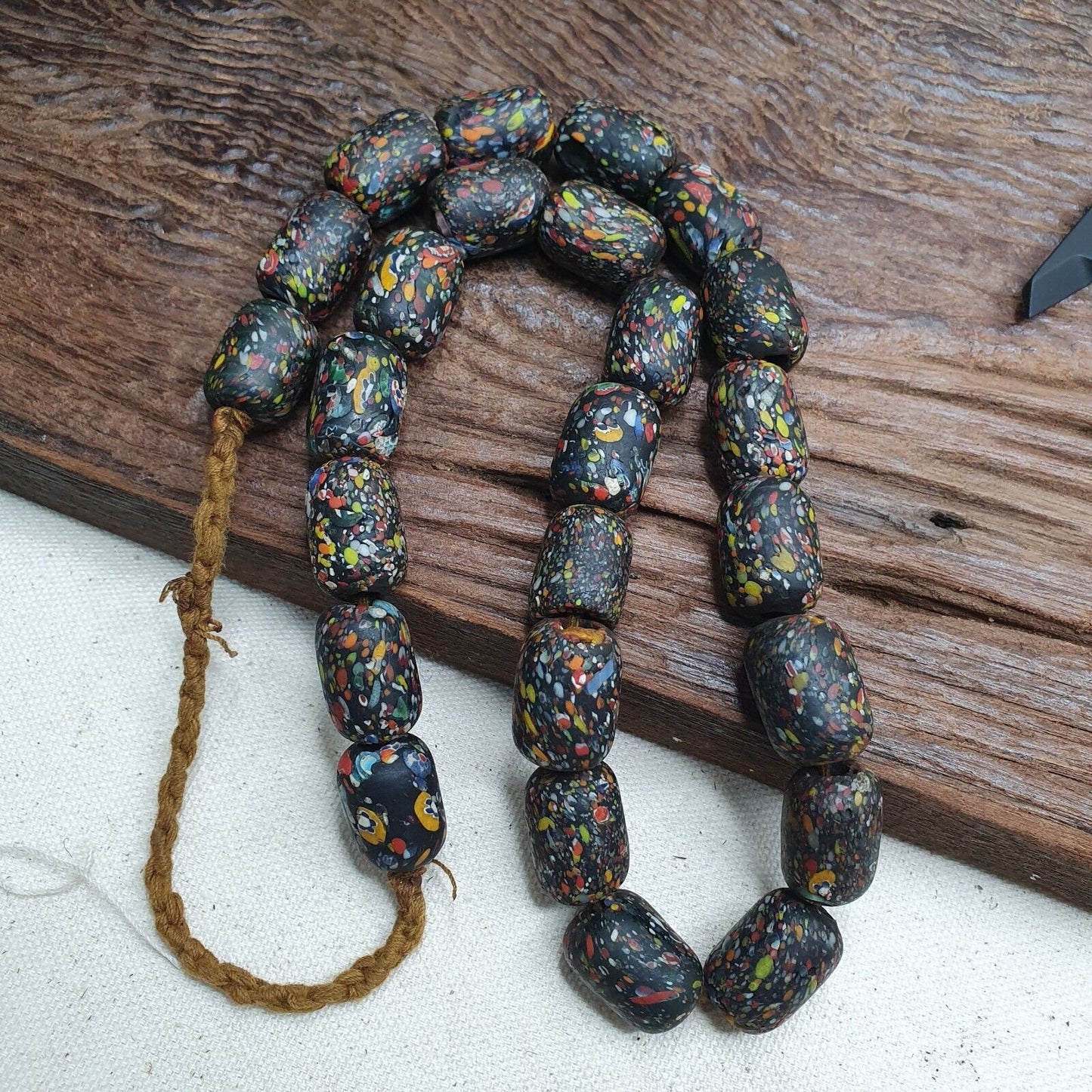 Vintage Venetian African Style Glass Beads Strand (15x20mm)