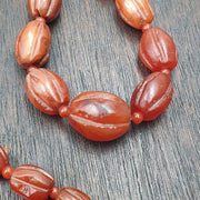 Rare old antique indo tibetan carnelian agate beads melon shape beads necklace