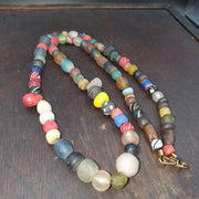 Old african glass beads strand  #mx-15.