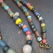 Old african glass beads strand  #mx-15.