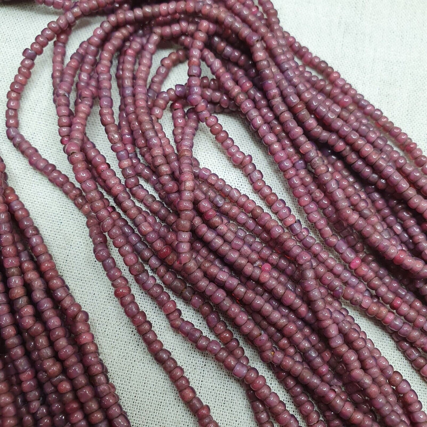 Antique vintage venetian pinkish white heart beads necklace