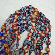 Vintage fancy feather whiteheart glass venetian style beads necklace #mx-1.