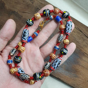 Vintage fancy feather wedding cake glass venetian style beads necklace #mx-4.