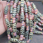Vintage feather style pattern african stripes beads necklace