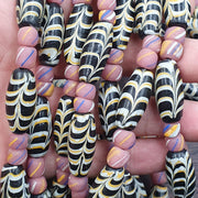 Vintage feather style pattern african stripes beads necklace