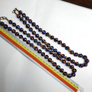 Murano style fancy art 12mm mate black aventurine glass beads strand.