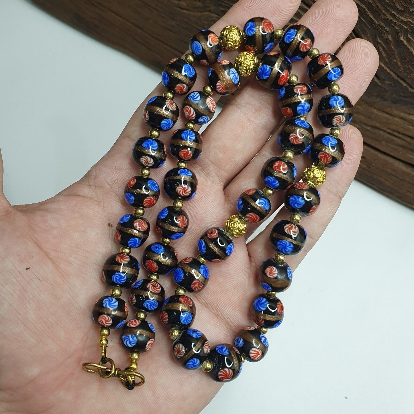 Vintage Millefiori Murano Style Glass Bead Necklace