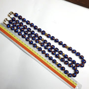 Murano Style Glass Bead Strand: Blue Aventurine Millefiori, 12mm