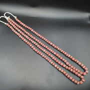 Lot 2 Vintage, Old African Striped Glass Strands | Red White Stripes | 7-9mm & 11-12mm, 100+ Beads Each