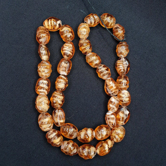 Vintage Honey Amber Glass Trade Beads Strand