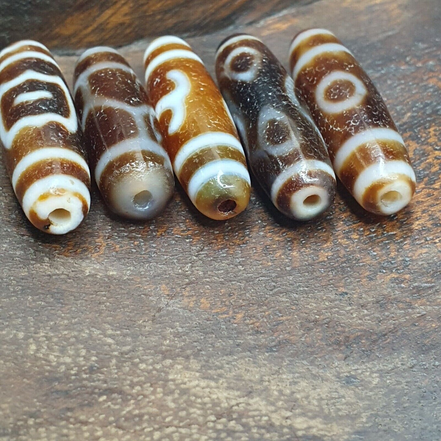 Lot 5 tibetan unique patterns eyes agate stone dzi bead amulet l5p
