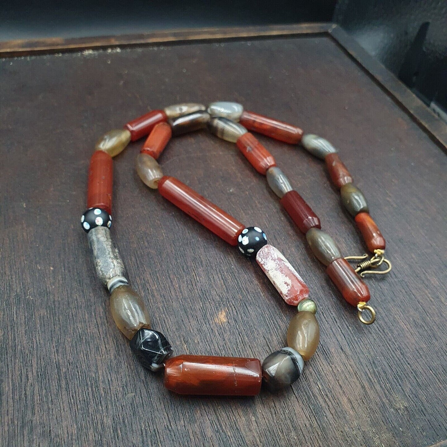 Antique combination of indo tibetan yemeni and african carnelian agate beads