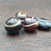 Antique tibetan banded agate bead natural patterns agate amulet lot 4 pcs