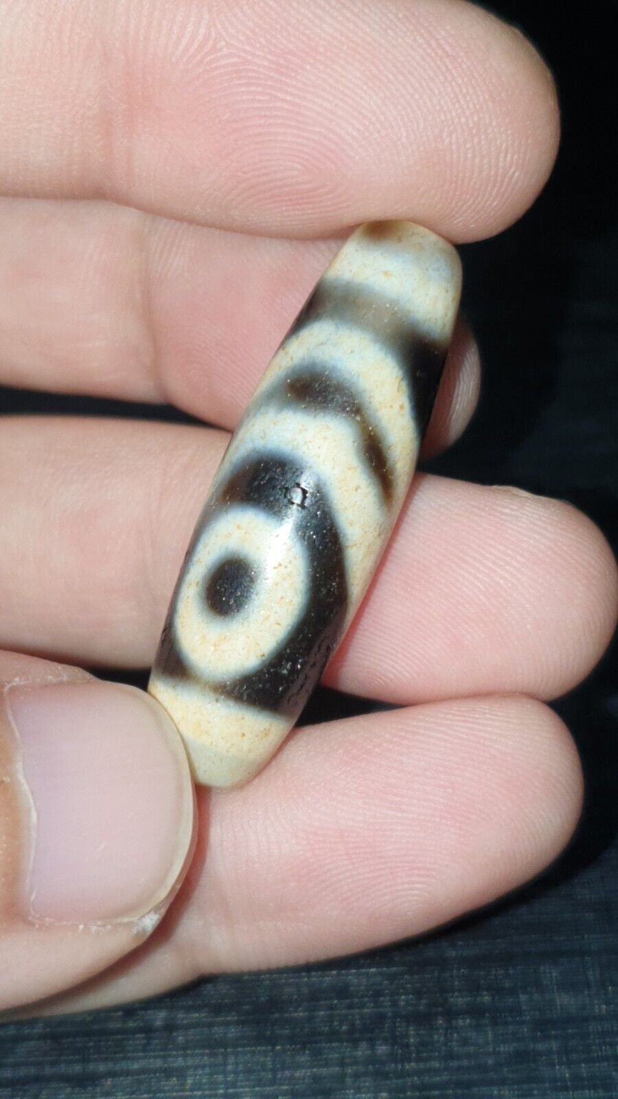 Himalayan Agate Dzi Bead: Indo Tibetan 2-Eye Amulet