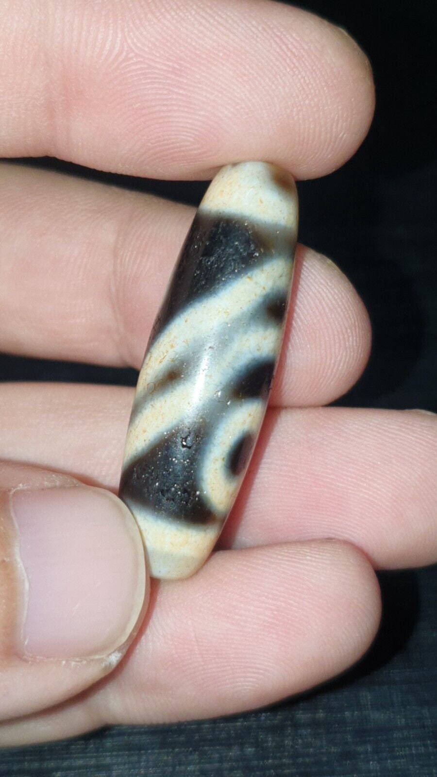 Himalayan Agate Dzi Bead: Indo Tibetan 2-Eye Amulet