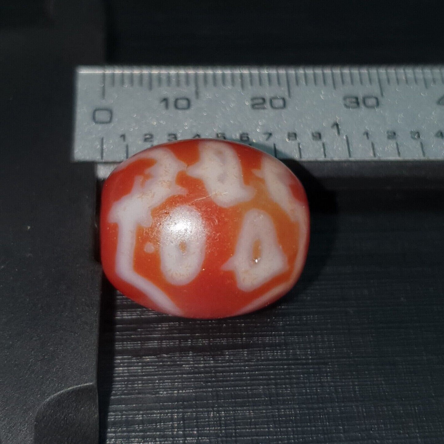 Himalayan indo tibetan red agate dzi amulet bead otb-2