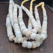 Vintage old african white glass antique beads 11-11.5mm 100+ beads strand.