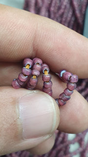 Antique vintage venetian pinkish white heart beads necklace