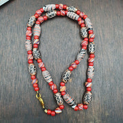 Vintage venerano art fancy feather venetian whiteheart 6mm beads necklace