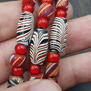 Vintage venerano art fancy feather venetian whiteheart 6mm beads necklace