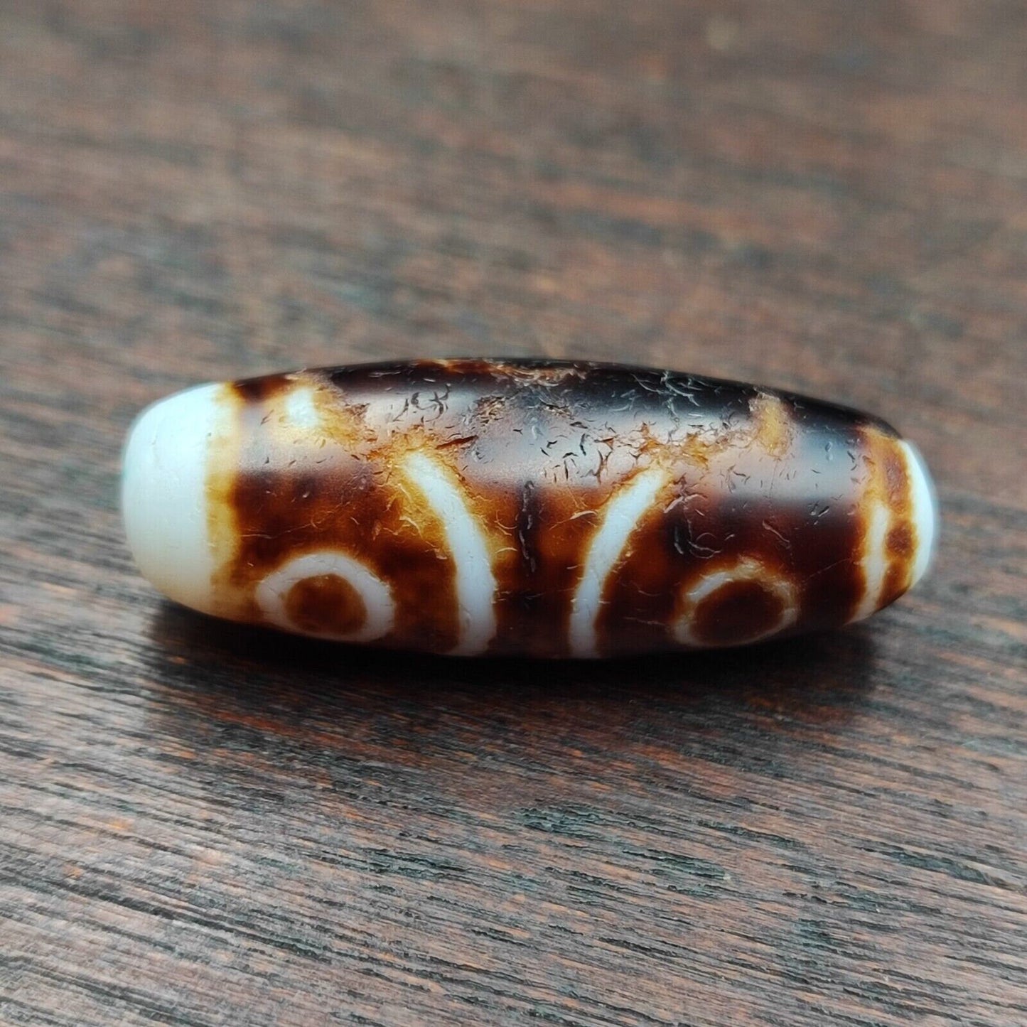 Rusted antique himalayan indo tibetan white agate dzi bead amulet  #3-5