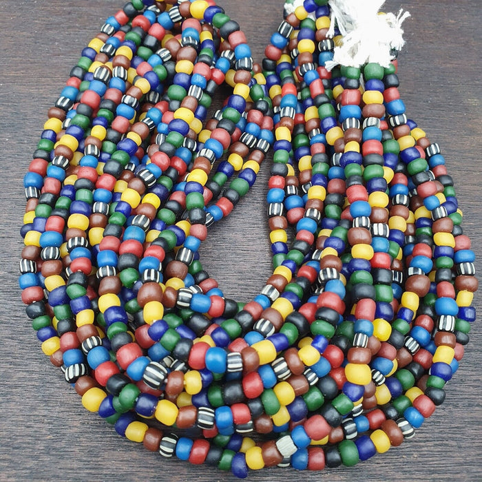 Lot vintage old 10 strands  mix color glass beads long necklace 5.5-6.5 mmGift