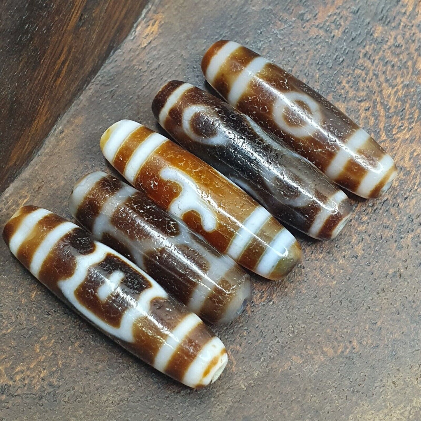 Lot 5 tibetan unique patterns eyes agate stone dzi bead amulet l5p