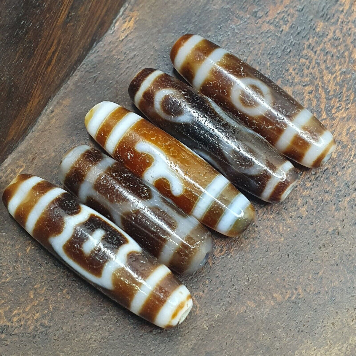 Lot 5 tibetan unique patterns eyes agate stone dzi bead amulet l5p