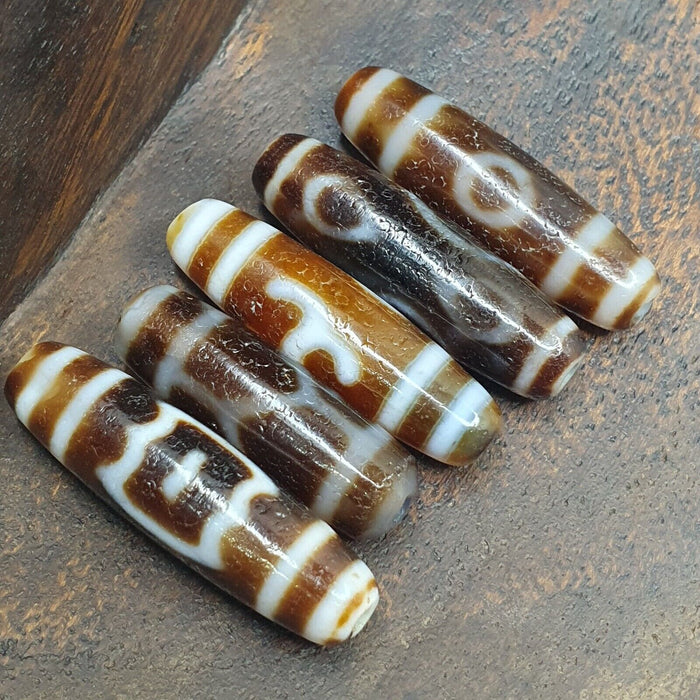Lot 5 tibetan unique patterns eyes agate stone dzi bead amulet l5p