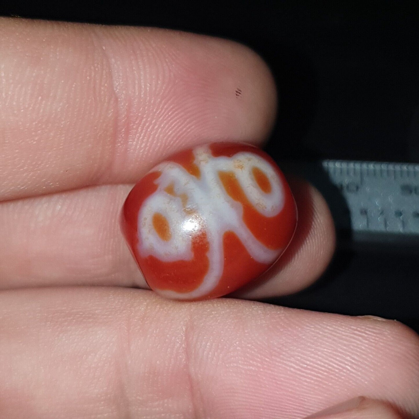 Himalayan indo tibetan red agate dzi amulet bead otb-2