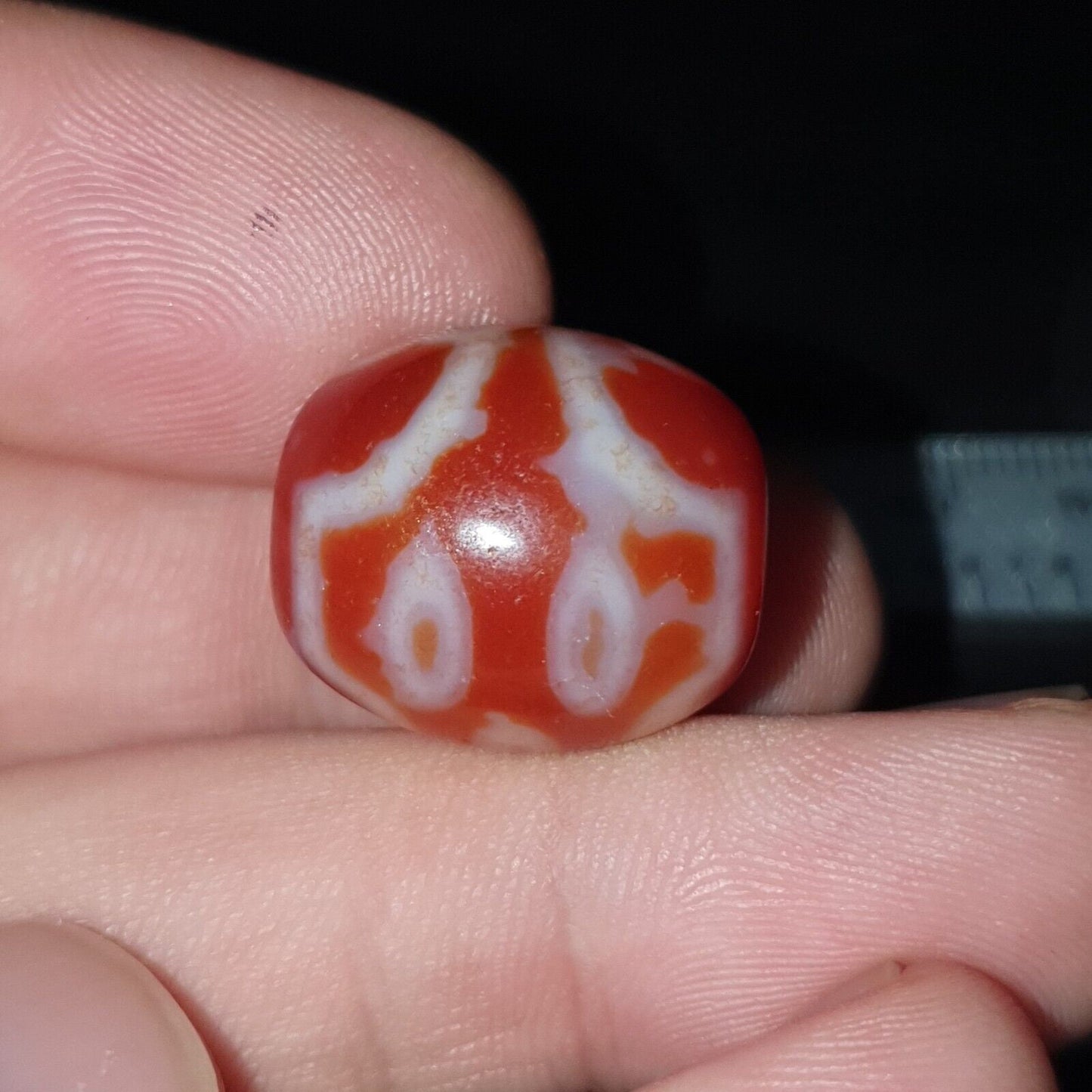 Himalayan indo tibetan red agate dzi amulet bead otb-2