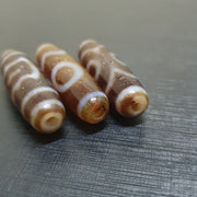 Lot 3 vintage tibetan unique pattern eyes agate stone dzi bead amulet