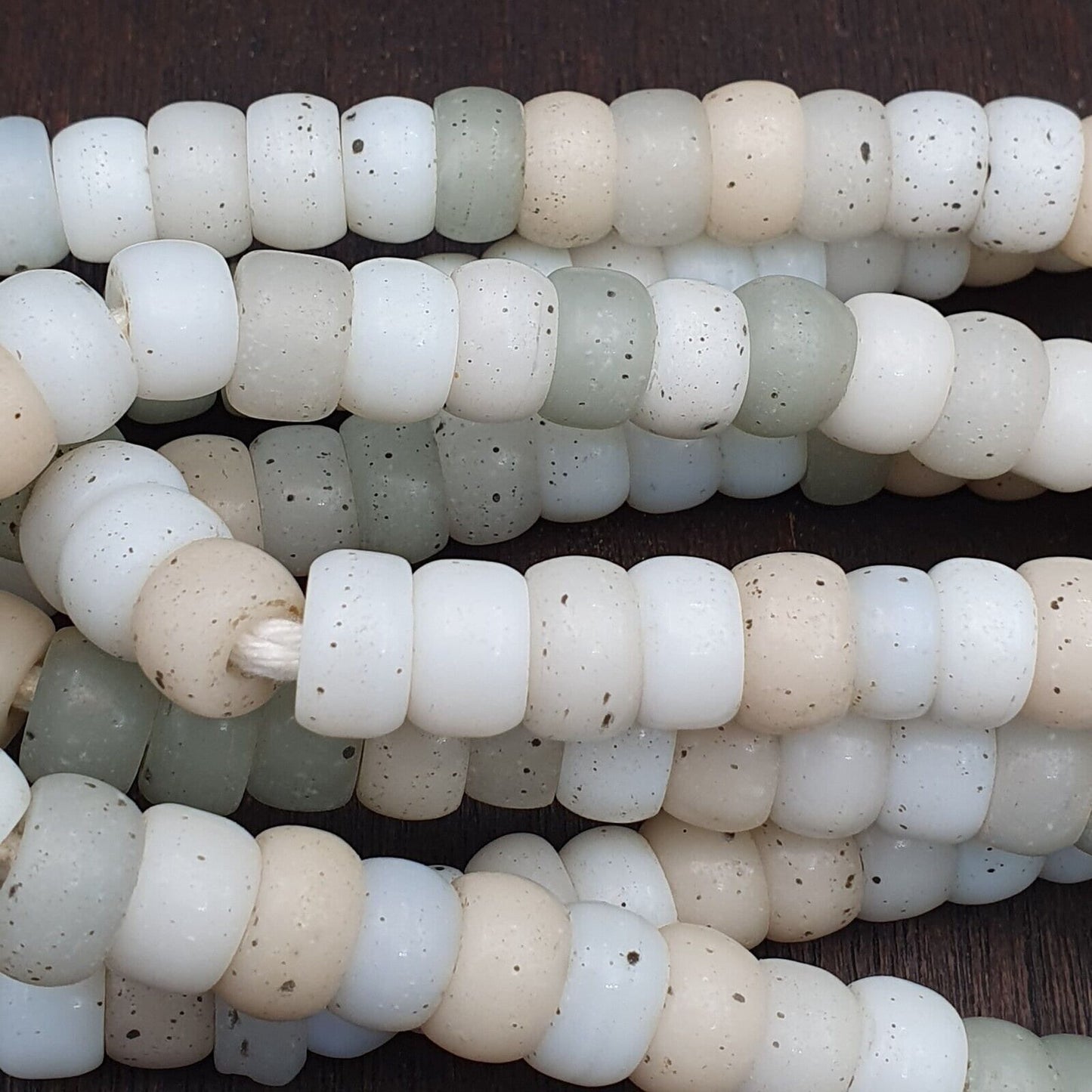 Vintage old african white glass antique beads 11-11.5mm 100+ beads strandGift