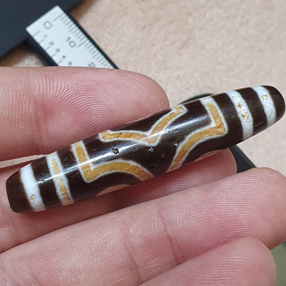 3 eyes bead tibetan dzi bead old amulet agate stone