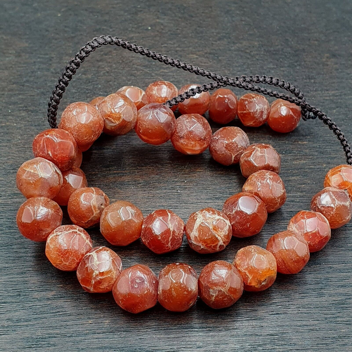 Vintage himalayan tibetan carnelian agate faceted cut beads necklaces #13