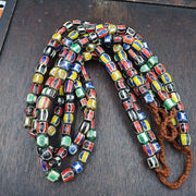 Antique vintage venetian style multi chevron trade beads necklace