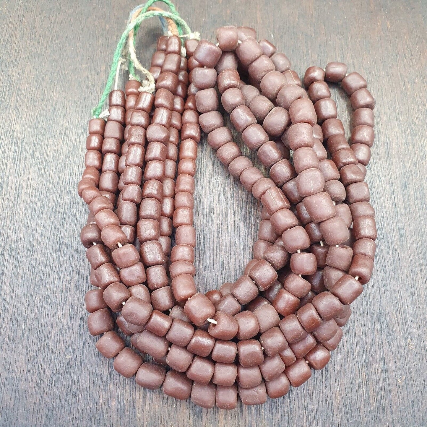 Old african antique style brown glass vintage beads  strand 8-10mmGift