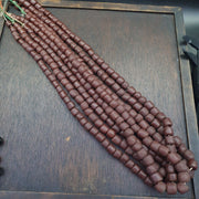 Old african antique style brown glass vintage beads  strand 8-10mm.