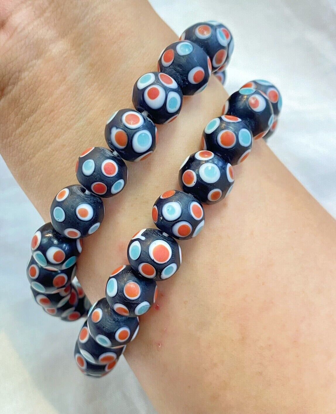Vintage skunk hundred eyes glass beads 14mm approximately 90 beadsGift