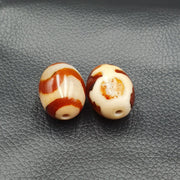 himalayan indo tibetan rare patterns dzi amulet bead lot 2 beads