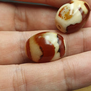 himalayan indo tibetan rare patterns dzi amulet bead lot 2 beads