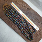 Vintage floral fancy venetian style trade chevron glass beads  | long strand.