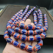 Venetian antique style african blue glass chevron with big beads 14-18mm.