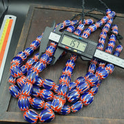 Venetian antique style african blue glass chevron with big beads 14-18mm.