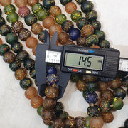 Vintage Trade Candy, Multi-Color Beaded Necklace | Glass Beads | 14-16mm Full Strand, Collector Piece